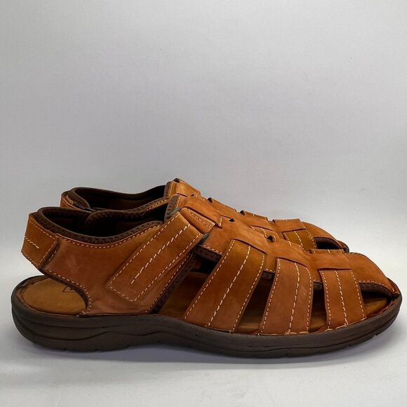 Propet Joseph Brown Fisherman Sandals Mens Size 15M Leather Comfort Hook Loop - Picture 4 of 15
